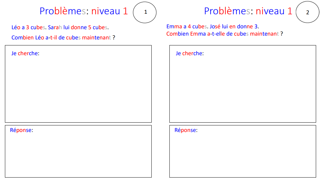problèmes maths cp niveau 1